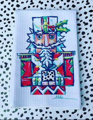 Red and Green Christmas Nutcracker Kitchen Towel