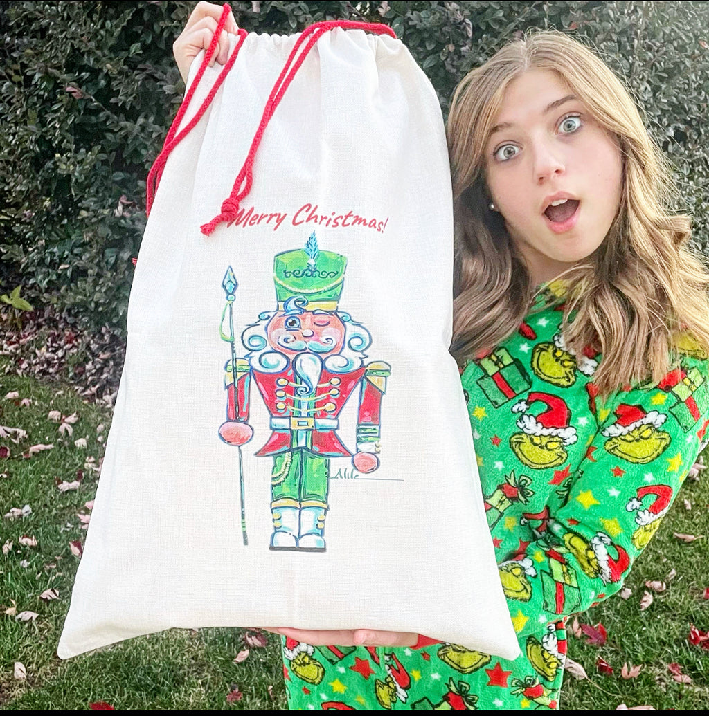 Large Santa Sack with A.Fife Nutcracker Art Design