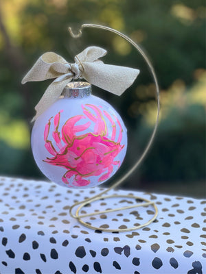 Hand Painted Crab Christmas Ornament