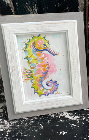Framed Watercolor Seahorse