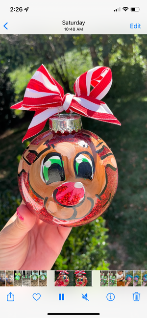 Hand Painted Rudolph Ornament