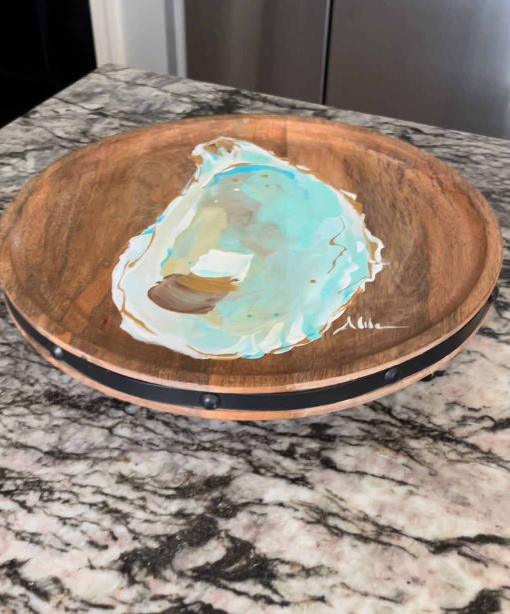 Hand Painted Oyster on Lazy Susan