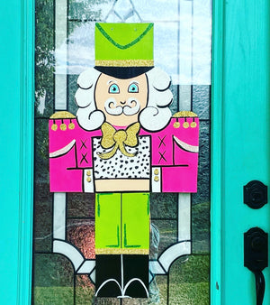 Pink and Green Nutcracker Door Hanger