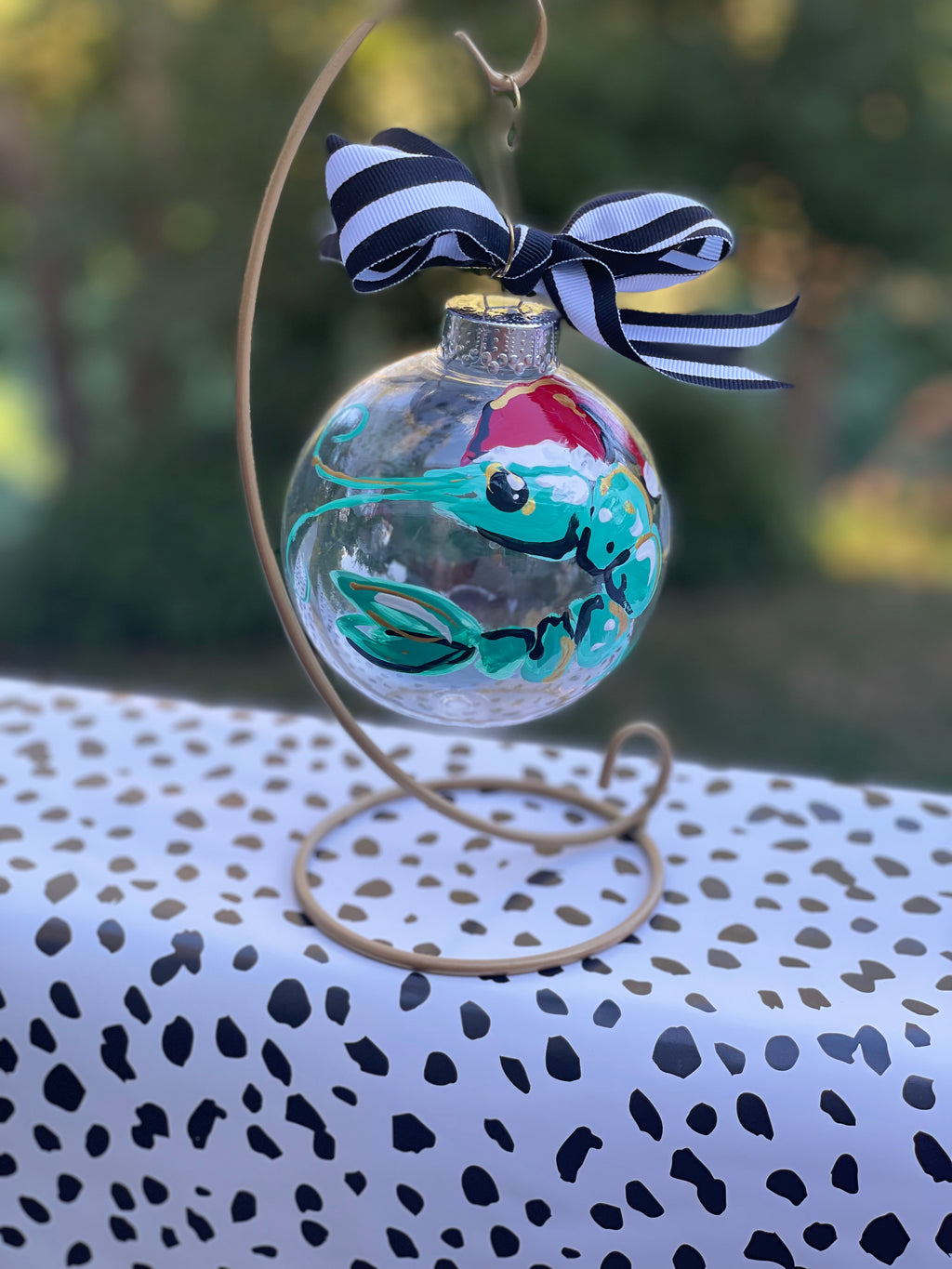 Hand Painted Blue Shrimp Christmas Ornament