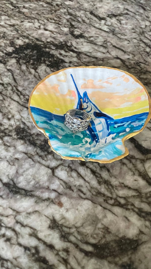 Hand Painted Shell with Marlin