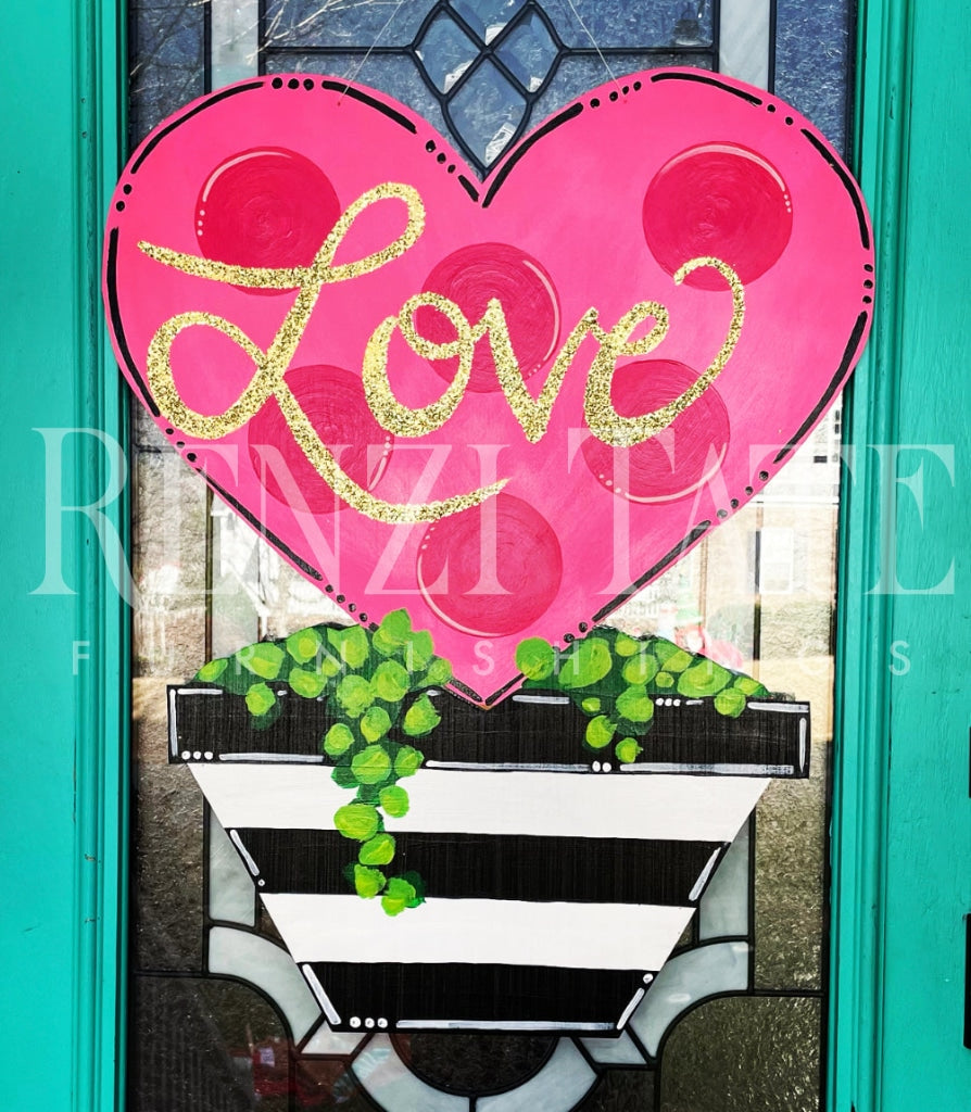 Love Heart Topiary Door Hanger